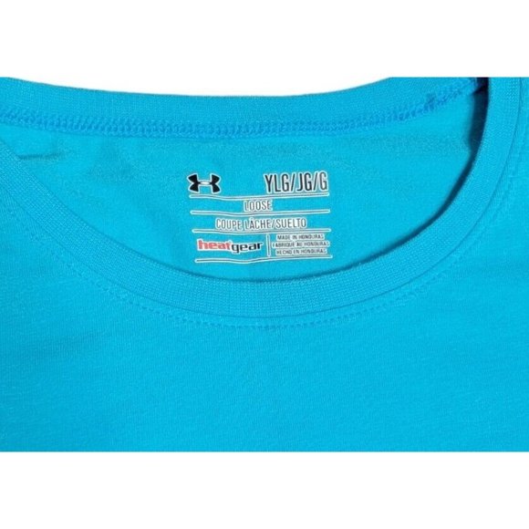 Under Armour Heatgear T-Shirt Size YLG Youth Large Blue Short-Sleeve Athletic - Picture 2 of 3
